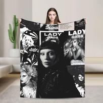 Lady Gaga Mayhem 2025 Album  Blankets  Decorative Flannel Throw Blanket For Couch Chair Soft Warm Custom Quality Bedspread 75x90cm gray