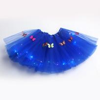 Mergaitei LED šviečiantis drugelio tiulio sijonas Šviečiantis elastinis juosmuo Daugiaspalvis tinklinis sijonas 2-12 metų one size blue