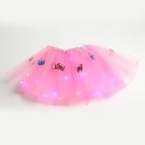 Mergaitei LED šviečiantis drugelio tiulio sijonas Šviečiantis elastinis juosmuo Daugiaspalvis tinklinis sijonas 2-12 metų one size pink