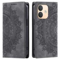 dėl Xiaomi Redmi Note 17 Pro 5G Mandala raižytas PU odos atverčiamas piniginės dėklas su magnetiniu užsegimu Redmi Note 17 Pro 5G juoda
