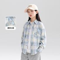 Kids Girls Plaid Long Sleeve Shirt Retro Pocket Casual Top For Big Children 130 white