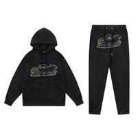 Trapstar Gradient Letter Terry Embroidery Hoodie Pants Set Men Women Winter Casual XL black