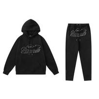 Trapstar Gradient Letter Terry Embroidery Hoodie Pants Set Men Women Winter Casual M black