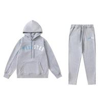 Trapstar Gradient Letter Terry Embroidery Hoodie Pants Set Men Women Winter Casual XL gray