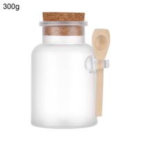 Refillable Organizer Bath Salt Bottle Cork Stopper Storage Container Frosted Seal Jar 300g white