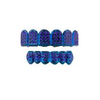 Anti Slip Teeth Grillz Top Bottom Set Glossy Finish Teeth Jewelry Teeth Grillz Caps  Halloween Style 1 Blue blue