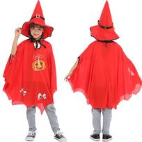 Props Halloween Children's Costume For Stage Performance Party Masquerade Cloth Witch Pumpkin Hat red