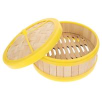 Handmade Chinese Food Making Safe Dumpling Steamer Kitchen Cookware Steamer Basket Bamboo Steamer 15cm-steamer with lid