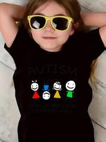 Autism Seeing The World From A Different Angle Stick Figure Art Graphic Print T Shirt Boys Girls Kids Short Sleeve Daily Tees 130