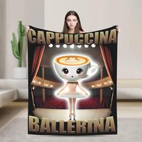 Funny Italian Brainrot Ballerina Cappuccina Meme Blanket Flannel Spring Autumn  Soft Throw Blanket for Home Office Plush Quilt 100X130CM