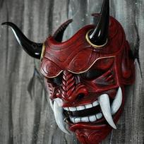 Japanese Noh Mask Red Oni Hannya Cosplay Halloween Party DIY Latex Fangs Hannya Red
