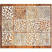 12 Pcs Leopard and Print Stencils, Animal and Cow Print Plastic Templates for Spray Painting Decoration One Size balta