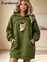 Women's Zip-Up Sherpa Fleece Hoodie with Warm Lining and Drawstring Hood for Fall Winter Daily Wear XXL žalia