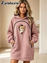 Women's Zip-Up Sherpa Fleece Hoodie with Warm Lining and Drawstring Hood for Fall Winter Daily Wear XXXL rožinė