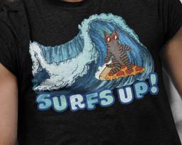 Surfing Pizza Cat Shirt | Surfs Up | Cool Surfing Cat Shirt | Beach Tee | | Graphic Women & Men Tee | Coconut Memories T-Shirt | Summer Tee M gray