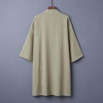 Summer Ethnic Retro Hanfu Kimono Cardigan - Loose, Solid Color Sun Protection Robe M abrikosas