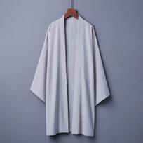 Summer Ethnic Retro Hanfu Kimono Cardigan - Loose, Solid Color Sun Protection Robe 3XL šviesiai pilka spalva
