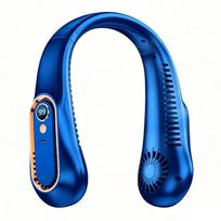 Portable Neck Fan , USB charging Air Cooler, Necksupport, 3 Speeds Gears Adjustment, Outdoor Wearable Bladeless Hands-Free Fan mėlyna