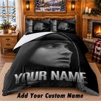 Eminem Custom Name 3Pcs Bedding Set 1 Bed Sheet 2 Pillowcases Bedroom Home Decor 140cmx210cm