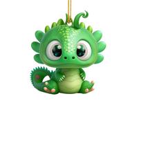 Green Dragon Christmas Tree Ornament - Acrylic Hanging Decoration