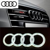 Car front grille 4D LED logo light front ring Sticker suitable for S A3 A4 A5 A6 A7 S3 S5 S6 S7 Q3 Q5 car supplies. 28.5x9.9cm gray