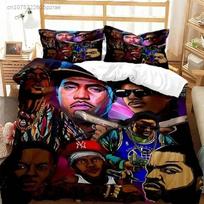 Hip Hop Rapper Bedding Set Boys Girls Twin Queen Size Duvet Cover Pillowcase Bed Kids Adult Fashion Home Textile EU single(135x200cm) white