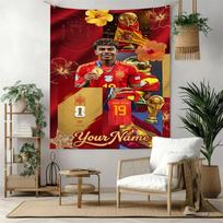 Lamin Yamal Custom Your Name Wall Decor Tapestry Art For Pet Memorial Birthdaywedding Party Backdrop Family Gift 130cmx150cm