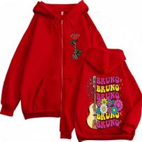 Bruno Mars The Romantic Tour Print Zipper Hoodie Men Women Fashion Sweatshirt Winter Vintage Zip Up Jacket M red