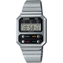 CASIO digital wristwatch reissue design A100WE-1A mens overseas model silver gray