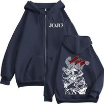 Anime JoJo Bizarre Adventure STEEL BALL RUN Gyro Zeppeli Johnny Joestar Zipper Hoodies Men Women Zip Up Sweatshirt Jacket Coat M tamsiai mėlyna spalva