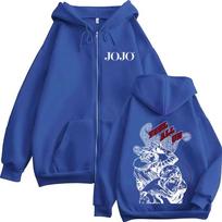 Anime JoJo Bizarre Adventure STEEL BALL RUN Gyro Zeppeli Johnny Joestar Zipper Hoodies Men Women Zip Up Sweatshirt Jacket Coat M mėlyna