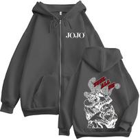 Anime JoJo Bizarre Adventure STEEL BALL RUN Gyro Zeppeli Johnny Joestar Zipper Hoodies Men Women Zip Up Sweatshirt Jacket Coat XL black