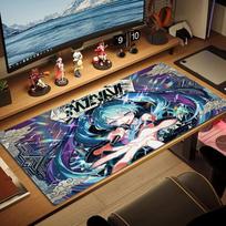 Anime Miku Spalvos Pelės Kilimėlis Didelis Žaidimų Stalo Pagalvėlė Neslystantis Nešiojamojo Kompiuterio Planšetinio Kompiuterio Didelis Pelės Kilimėlis XXL Kilimėlis Mini PC Žaidimų Kilimėlis Su Užrakinta Briauna 40cmx90cm(15.7x35.4inch)