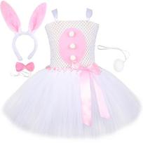 Baby Girls Easter Bunny Tutu Dress for Kids Rabbit Cosplay Costumes Toddler Girl Birthday Party Tulle Outfit Kid Holiday Clothes 4-5Y(95-105cm) pink