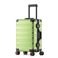 Aluminum Magnesium Alloy Trolley Case: 20-Inch Silent Carry-On Luggage with Universal Wheels for Men and Women 20-inch žalia