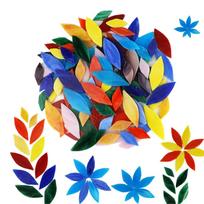 100pcs Mixed Colors Petal Mosaic Tiles for Crafts, Colorful Stained Pieces