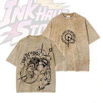 Anime Jojos Bizarre Adventure Dio Brando The World Graphic Tee Men Women Short Sleeve Washed Cotton Streetwear Vintage T Shirt M beige