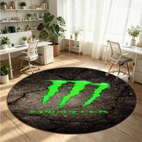 Monster Energy Printed Round Crystal Velvet Rug Soft Non Slip Floor Carpet For Bedroom Holiday Gift 120cmx120cm