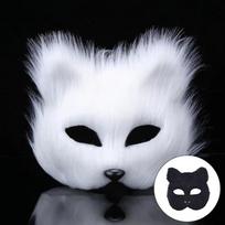Pūkuota Kailinė Lapės Uodega Katės Letenos Pirštinės ir Veido Kaukė Cosplay Kostiumas Vilko Terianas Kaukės Rinkinys Helovino vakarėlio Aksesuarai One Size white