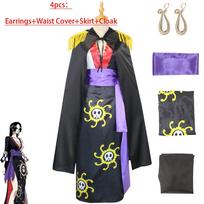 Anime Boa Hancock Cosplay su apsiaustu Boa Suknelės Kostiumas Jūreiviško Kostiumo Boa Hancock Cosplay Kostiumas Individualus dydis Juoda Suknelė Auskarai M black
