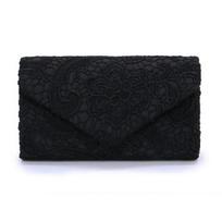Women's Satin Lace Clutch Wedding Party Prom Purse Lady Envelope Evening Bag with Metal Chain MIT 22*5*13cm