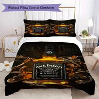 JACK DANIELS whisky Prints bedding, duvet cover and pillowcases, birthday gift (1 duvet cover + 2 pillowcases, pillow insert not included)JM005 135x200cm white