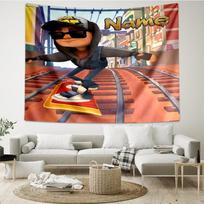 Custom Name Subway Surfers Print Tapestry, Backdrop, Easy Setup, Ideal for Bedroom, Office & Living Room, with Aesthetic Wall Hanging Decor. 100cmx150cm