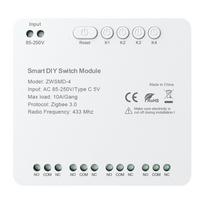 ZigBee 4 kanalų jungiklio modulis su beįtampiu DC 32V kontaktu AVATTO ZWSMMD-4-250V