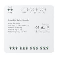 4 kanalų ZigBee jungiklio modulis su beįtampiu DC 32V kontaktu AVATTO ZWSMMD-4-32V