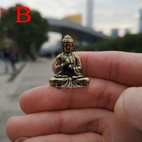 Mini Portable Vintage Brass Buddha Statue Pocket Sitting Buddha Figure Sculpture Home Office Desk Decorative Ornament gray