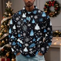 Men's Vintage Corduroy Christmas Print Long Sleeve 1/4 Zip Pullover with Pocket and Collar Casual Top XXXL gray