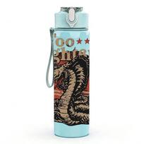 1PC Foo Fighters Dragon 750ml sports water bottle leakproof straw lid outdoor office home tamsiai mėlyna spalva