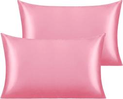 2 Pack Kids Silk Satin Pillowcases 30x50cm Ultra Soft Silky Cooling Breathable for Nursery Travel Boys Girls rožinė