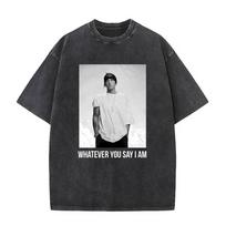 Washed Vintage Rapper Eminem The Real Slim Shady Whatever You Say I Am Graphic T-shirts Men Hip Hop Fashion Oversized T Shirts XL white